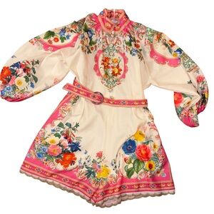 Dalia MacPhee Pink and Gold Floral Dress